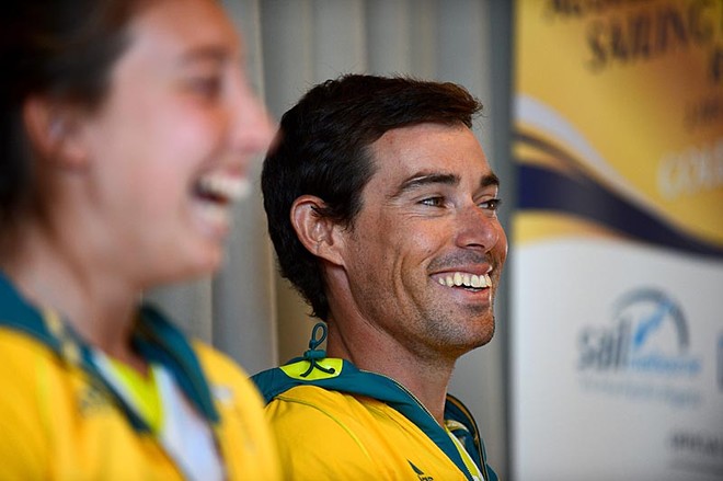 Olympic Gold medal sailor, Matthew Belcher (AUS)speaks with kids today at Royal Melbourne Yacht Squadron Sunday Dec 2nd /St Kilda, Victoria as part of the Oceanic Leg of the ISAF Sailing World Cup 2012 at Sandringham Yacht Club © Jeff Crow/ Sport the Library http://www.sportlibrary.com.au